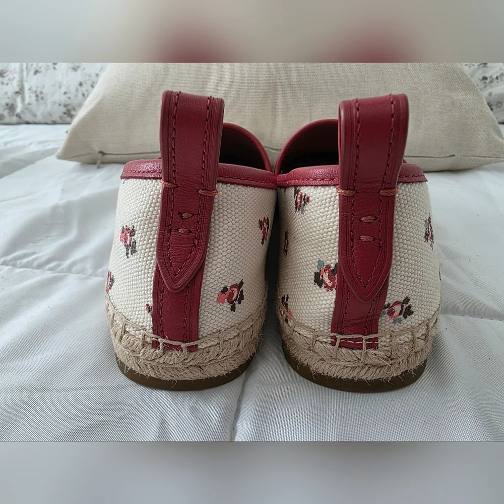 Coach Floral Bloom Espadrilles, Canvas Slip-On, G2172 Chalk-Rare, Size8 Like New